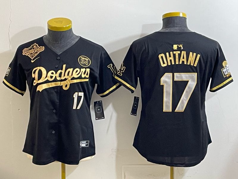 Women 2026 Los Angeles Dodgers #17 Ohtani black Game Nike MLB Jersey 002->women mlb jersey->Women Jersey